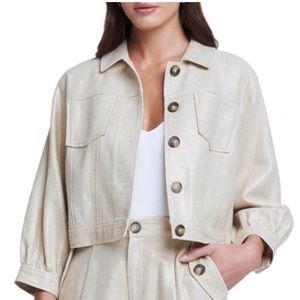 L’agence Cropped Gold Denim Jacket Sz 6